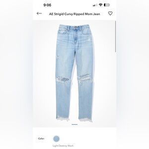 American Eagle Outfitters Light Blue Ripped Straight Leg Jeans
